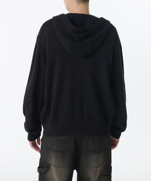 MUSINSA STANDARD（ムシンサスタンダード）の「クロシェニットフードパーカー [ブラック]（ニット/セーター・メンズ・その他・SMALL/MEDIUM/LARGE/X-LARGE/XX-LARGE）」の3枚目の写真