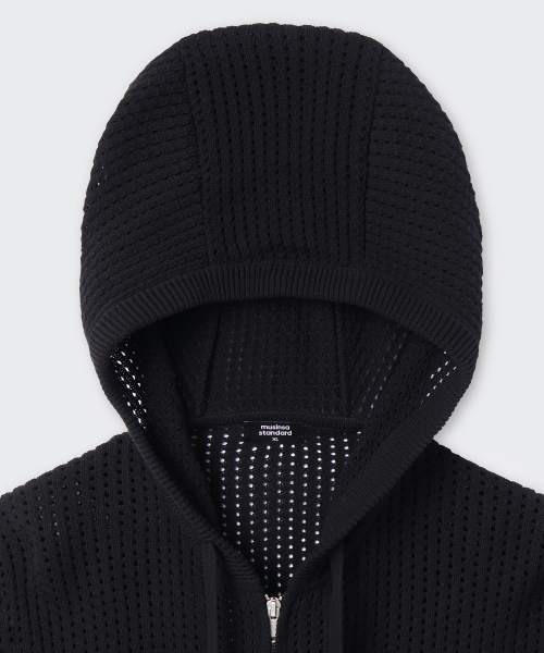 MUSINSA STANDARD（ムシンサスタンダード）の「クロシェニットフードパーカー [ブラック]（ニット/セーター・メンズ・その他・SMALL/MEDIUM/LARGE/X-LARGE/XX-LARGE）」の4枚目の写真