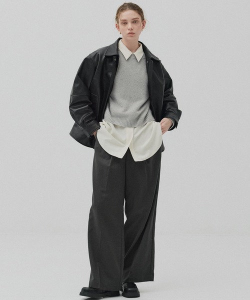 PUBLIC TOKYO（パブリックトウキョウ）の「【水牛本革】カーフレザーボクシージャケット（ライダースジャケット・レディース・ブラック・2/1）」の8枚目の写真