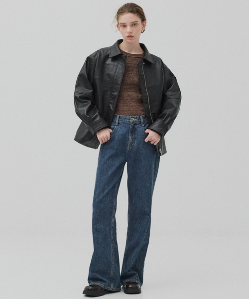 PUBLIC TOKYO（パブリックトウキョウ）の「【水牛本革】カーフレザーボクシージャケット（ライダースジャケット・レディース・ブラック・2/1）」の6枚目の写真