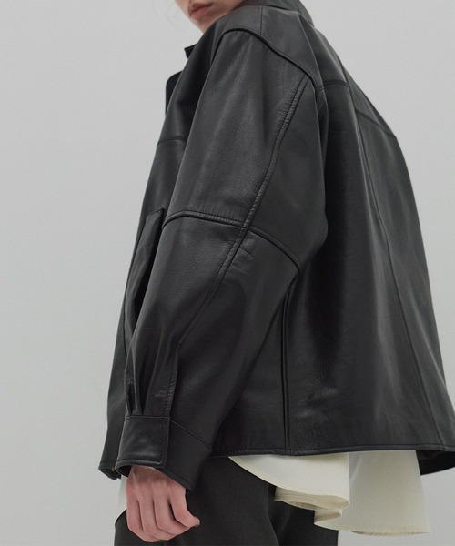 水牛本革】カーフレザーボクシージャケット（ライダースジャケット