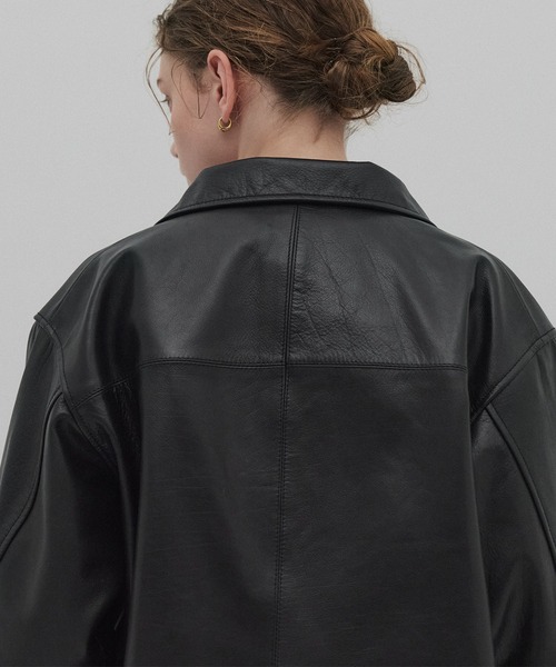 水牛本革】カーフレザーボクシージャケット（ライダースジャケット