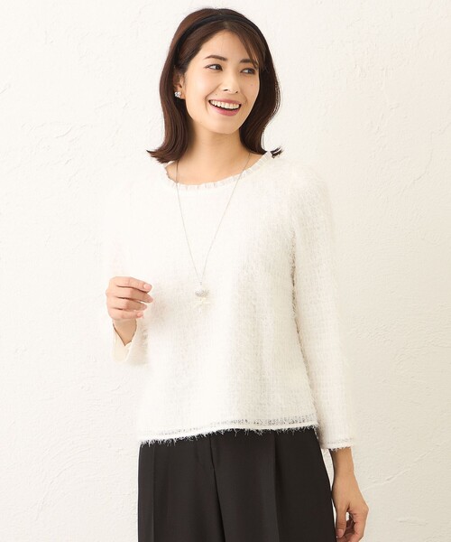 TO BE CHIC(トゥー ビー シック)の「フェザーチュール プルオーバー(シャツ/ブラウス・レディース・ブラック/オフホワイト・40/42)」の2枚目の写真