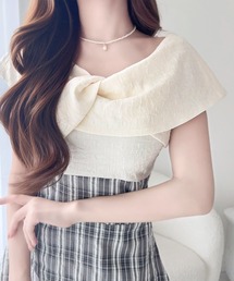 【mily bilet】ツイスト襟で小顔見え。カシュクールドッキングワンピース (ロング丈)