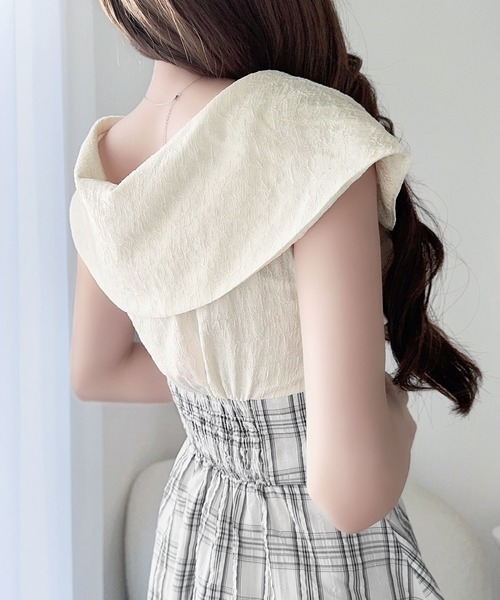 mily bilet（ミウィビレット）の「【mily bilet】ツイスト襟で小顔見え。カシュクールドッキングワンピース (ロング丈)（ワンピース・レディース・アイボリー系2/アイボリー系1・X-LARGE/SMALL/MEDIUM/LARGE）」の16枚目の写真