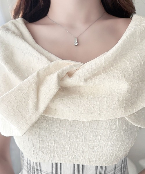 mily bilet（ミウィビレット）の「【mily bilet】ツイスト襟で小顔見え。カシュクールドッキングワンピース (ロング丈)（ワンピース・レディース・アイボリー系2/アイボリー系1・X-LARGE/SMALL/MEDIUM/LARGE）」の7枚目の写真