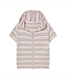 PRENDA STRIPE KNIT ZIP-UP PINK