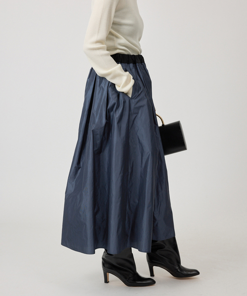 VERMEIL par iena（ヴェルメイユパーイエナ）の「《一部店舗限定》silk cotton ギャザーフレアースカート（スカート・レディース・ブラウン/チャコールグレー・FREE）」の4枚目の写真