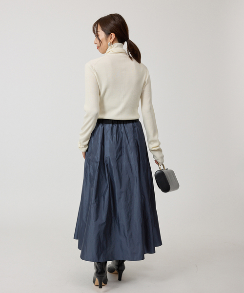 VERMEIL par iena（ヴェルメイユパーイエナ）の「《一部店舗限定》silk cotton ギャザーフレアースカート（スカート・レディース・ブラウン/チャコールグレー・FREE）」の9枚目の写真
