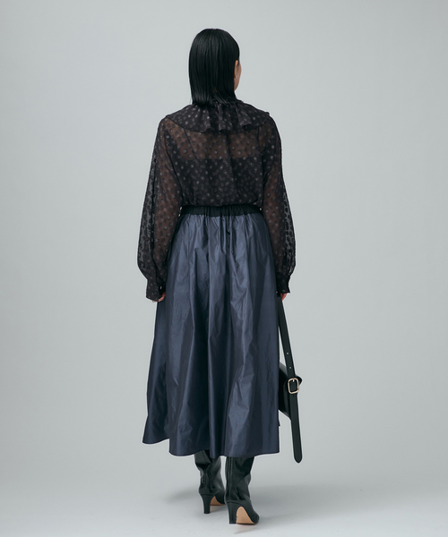 VERMEIL par iena（ヴェルメイユパーイエナ）の「《一部店舗限定》silk cotton ギャザーフレアースカート（スカート・レディース・ブラウン/チャコールグレー・FREE）」の11枚目の写真