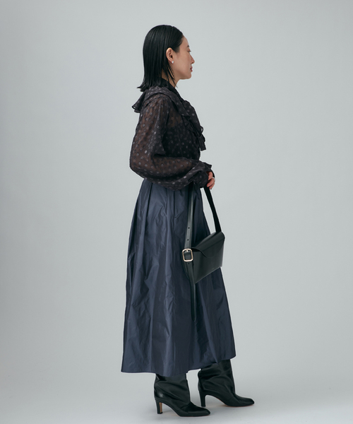 VERMEIL par iena（ヴェルメイユパーイエナ）の「《一部店舗限定》silk cotton ギャザーフレアースカート（スカート・レディース・ブラウン/チャコールグレー・FREE）」の12枚目の写真