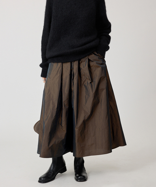 VERMEIL par iena（ヴェルメイユパーイエナ）の「《一部店舗限定》silk cotton ギャザーフレアースカート（スカート・レディース・ブラウン/チャコールグレー・FREE）」の14枚目の写真
