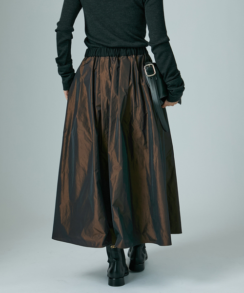 VERMEIL par iena（ヴェルメイユパーイエナ）の「《一部店舗限定》silk cotton ギャザーフレアースカート（スカート・レディース・ブラウン/チャコールグレー・FREE）」の19枚目の写真