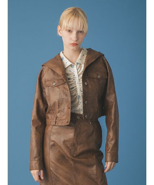 FURFUR（ファーファー）の「マルチマテリアルフードブルゾン（ブルゾン・レディース・ブラウン/サックスブルー/ブラック・F）」の7枚目の写真