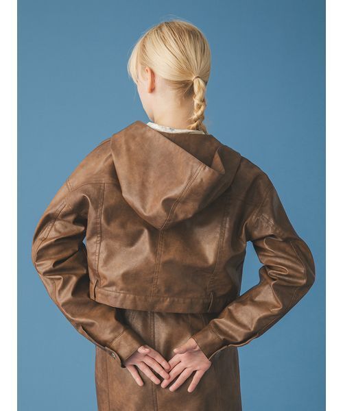 FURFUR（ファーファー）の「マルチマテリアルフードブルゾン（ブルゾン・レディース・ブラウン/サックスブルー/ブラック・F）」の8枚目の写真