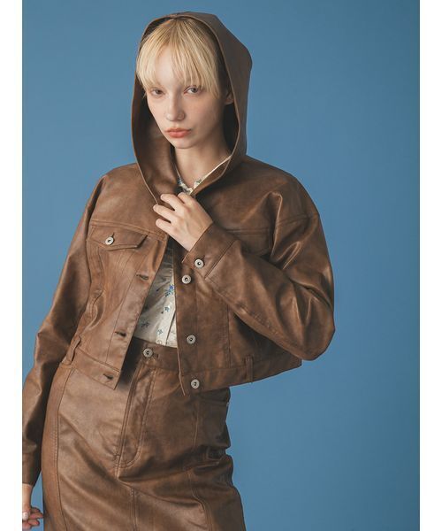 FURFUR（ファーファー）の「マルチマテリアルフードブルゾン（ブルゾン・レディース・ブラウン/サックスブルー/ブラック・F）」の10枚目の写真