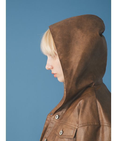 FURFUR（ファーファー）の「マルチマテリアルフードブルゾン（ブルゾン・レディース・ブラウン/サックスブルー/ブラック・F）」の11枚目の写真