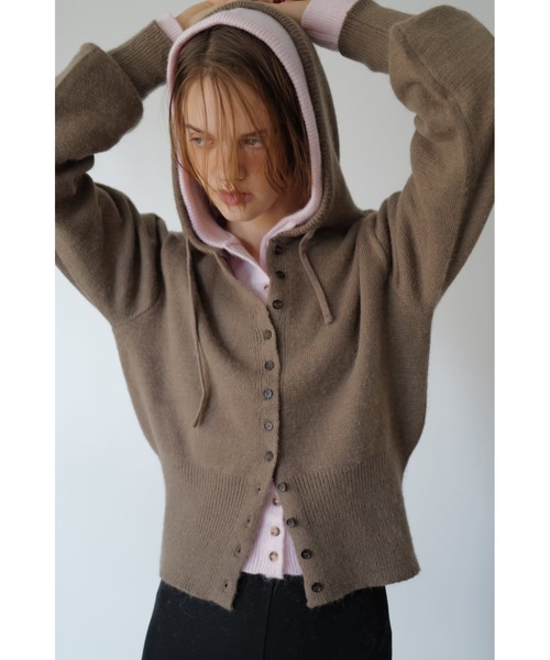 TRUNC（トランクエイティーエイト）の「Button Hoodie Knit（ニット/セーター・レディース・モカ/ピンク/ブラック・FREE）」の3枚目の写真