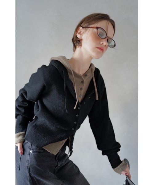 TRUNC（トランクエイティーエイト）の「Button Hoodie Knit（ニット/セーター・レディース・モカ/ピンク/ブラック・FREE）」の20枚目の写真