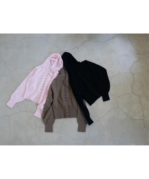 TRUNC（トランクエイティーエイト）の「Button Hoodie Knit（ニット/セーター・レディース・モカ/ピンク/ブラック・FREE）」の15枚目の写真