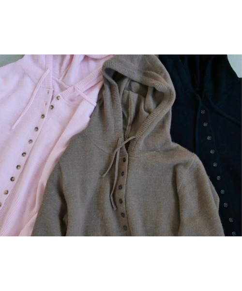 TRUNC（トランクエイティーエイト）の「Button Hoodie Knit（ニット/セーター・レディース・モカ/ピンク/ブラック・FREE）」の17枚目の写真