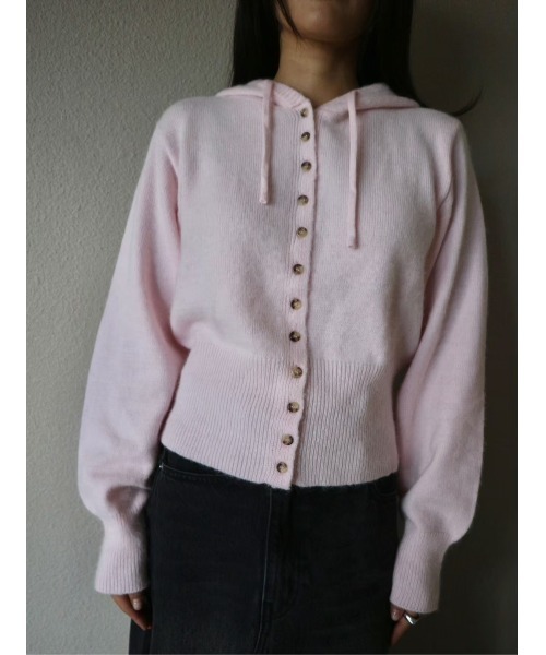 TRUNC（トランクエイティーエイト）の「Button Hoodie Knit（ニット/セーター・レディース・モカ/ピンク/ブラック・FREE）」の4枚目の写真