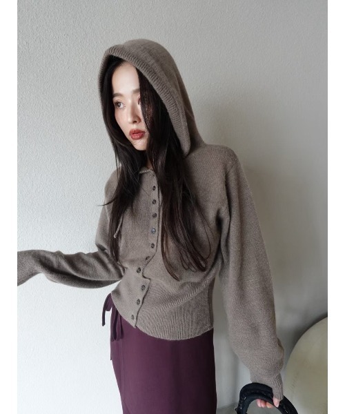 TRUNC（トランクエイティーエイト）の「Button Hoodie Knit（ニット/セーター・レディース・モカ/ピンク/ブラック・FREE）」の7枚目の写真