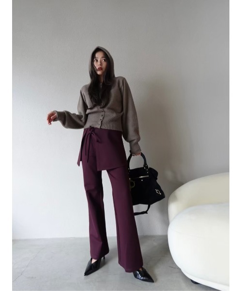 TRUNC（トランクエイティーエイト）の「Button Hoodie Knit（ニット/セーター・レディース・モカ/ピンク/ブラック・FREE）」の9枚目の写真