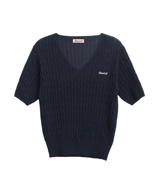 SLOWLOLLI（スローローリ）の「Summer cable v-neck knit_7 Colors（ニット/セーター・レディース・オートミール/PINK/イエロー/スカイブルー/ブラック/ネイビー/ブラウン・FREE）」の5枚目の写真