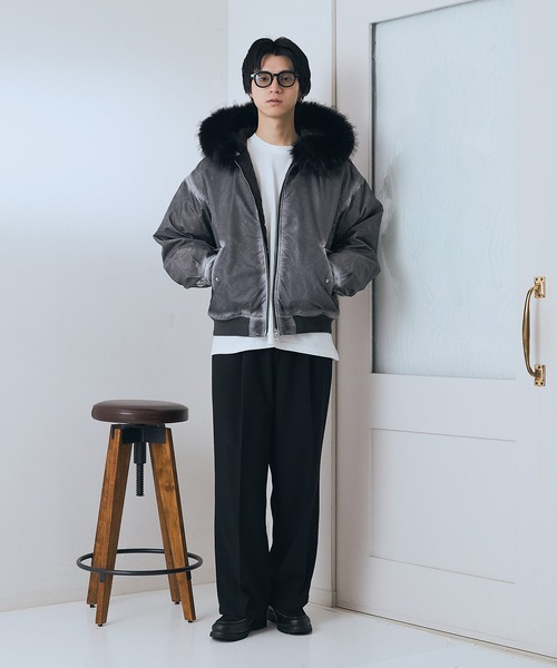 brknhome(ブロークンホーム)の「【BRKNHOME/ブロークンホーム】ヴィンテージライク ボンバージャケット(ブルゾン・メンズ・ブラック/グレー・MEDIUM/LARGE)」の20枚目の写真