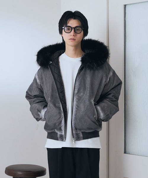 brknhome(ブロークンホーム)の「【BRKNHOME/ブロークンホーム】ヴィンテージライク ボンバージャケット(ブルゾン・メンズ・ブラック/グレー・MEDIUM/LARGE)」の22枚目の写真