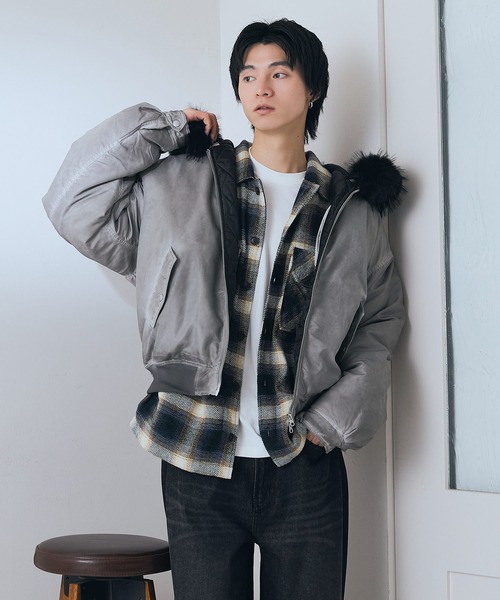 brknhome(ブロークンホーム)の「【BRKNHOME/ブロークンホーム】ヴィンテージライク ボンバージャケット(ブルゾン・メンズ・ブラック/グレー・MEDIUM/LARGE)」の16枚目の写真