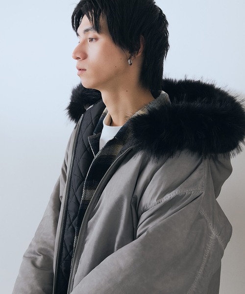brknhome(ブロークンホーム)の「【BRKNHOME/ブロークンホーム】ヴィンテージライク ボンバージャケット(ブルゾン・メンズ・ブラック/グレー・MEDIUM/LARGE)」の19枚目の写真