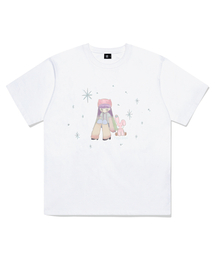ラビットフレンズイラストプリント半袖Tシャツホワイト