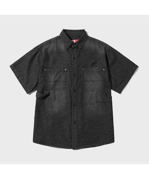 PHYPS MOTORCYCLE(フィップスモーターサイクル)の「Denim Carpenter Half Sleeve Shirts Black(シャツ/ブラウス・レディース・その他・SMALL/MEDIUM/X-LARGE/LARGE)」の1枚目の写真