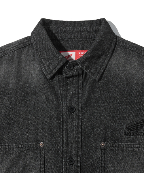 PHYPS MOTORCYCLE(フィップスモーターサイクル)の「Denim Carpenter Half Sleeve Shirts Black(シャツ/ブラウス・レディース・その他・SMALL/MEDIUM/X-LARGE/LARGE)」の4枚目の写真