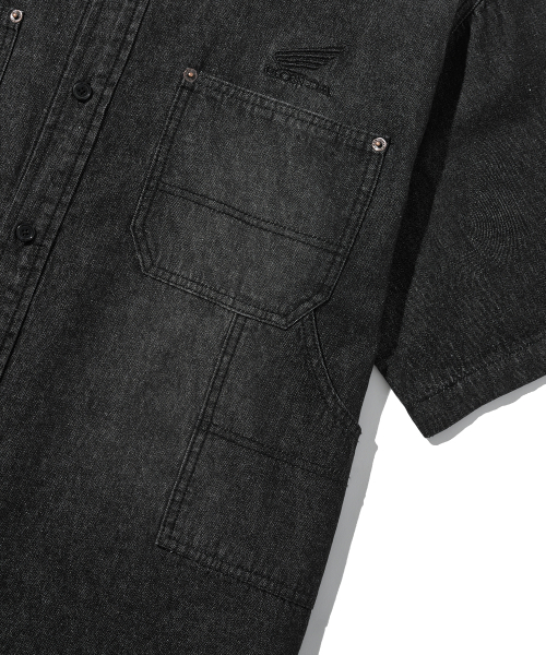 PHYPS MOTORCYCLE(フィップスモーターサイクル)の「Denim Carpenter Half Sleeve Shirts Black(シャツ/ブラウス・レディース・その他・SMALL/MEDIUM/X-LARGE/LARGE)」の9枚目の写真