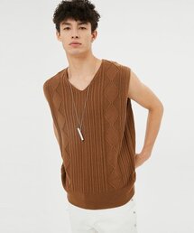 MOONSUN（ムーンサン）の「UNISEX, Solar Dia Ribbed Knit Vest / Camel（ベスト）」