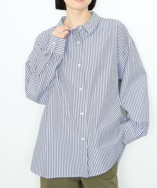 Mac-House(マックハウス)の「レギュラーカラーオーバーサイズシャツ(シャツ/ブラウス・レディース・ピンク/ネイビー/サックスブルー・FREE)」の2枚目の写真