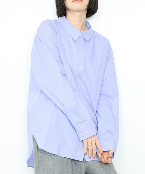 Mac-House(マックハウス)の「レギュラーカラーオーバーサイズシャツ(シャツ/ブラウス・レディース・ピンク/ネイビー/サックスブルー・FREE)」の3枚目の写真