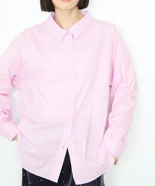 Mac-House(マックハウス)の「レギュラーカラーオーバーサイズシャツ(シャツ/ブラウス・レディース・ピンク/ネイビー/サックスブルー・FREE)」の1枚目の写真