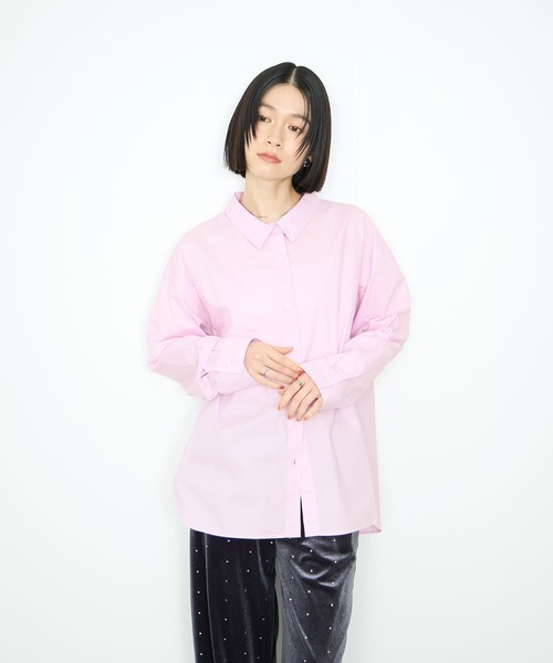 Mac-House(マックハウス)の「レギュラーカラーオーバーサイズシャツ(シャツ/ブラウス・レディース・ピンク/ネイビー/サックスブルー・FREE)」の14枚目の写真