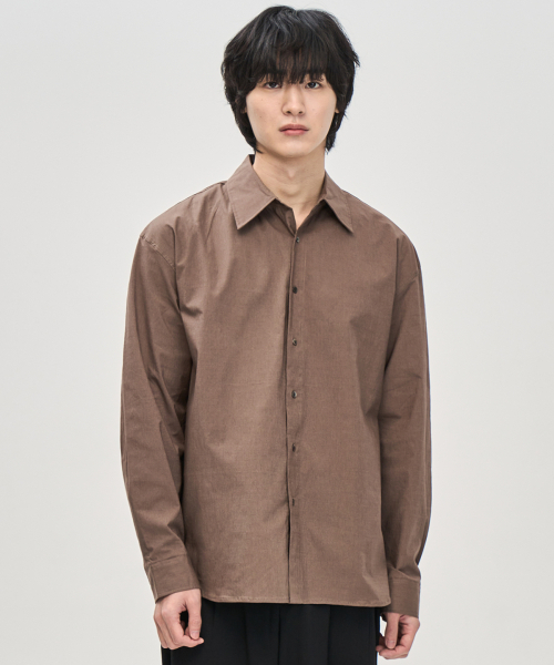 PRAIRIE(KR)(プレーリー)の「コンフォートシャドウストライプシャツ (ブラウン)(シャツ/ブラウス・メンズ・ブラウン・MEDIUM/LARGE)」の1枚目の写真