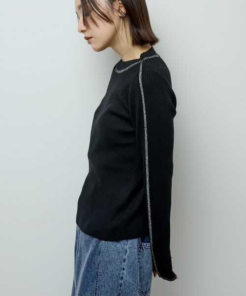 Green　Parks（グリーンパークス）の「ラメライン入りリブニットプルオーバー（ニット/セーター・レディース・その他7/杢グレー/グリーン/ホワイト/ブラック・FREE）」の9枚目の写真