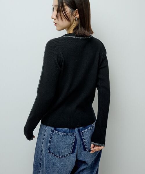 Green　Parks（グリーンパークス）の「ラメライン入りリブニットプルオーバー（ニット/セーター・レディース・その他7/杢グレー/グリーン/ホワイト/ブラック・FREE）」の10枚目の写真