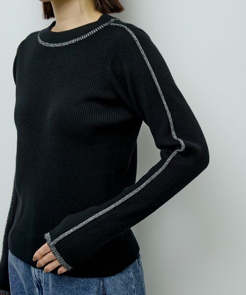 Green　Parks（グリーンパークス）の「ラメライン入りリブニットプルオーバー（ニット/セーター・レディース・その他7/杢グレー/グリーン/ホワイト/ブラック・FREE）」の12枚目の写真