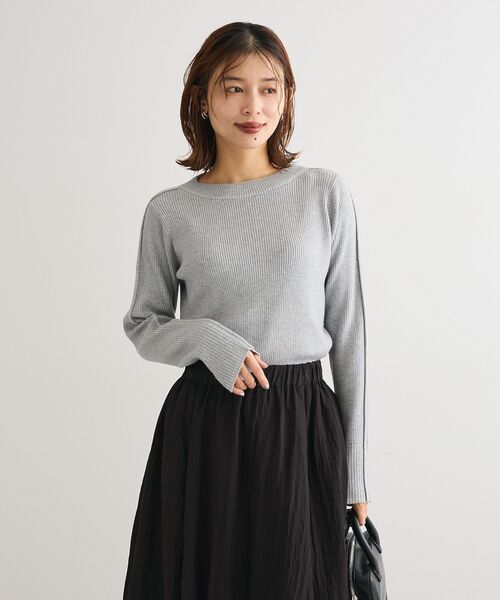 Green　Parks（グリーンパークス）の「ラメライン入りリブニットプルオーバー（ニット/セーター・レディース・その他7/杢グレー/グリーン/ホワイト/ブラック・FREE）」の22枚目の写真