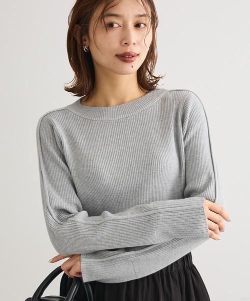 Green　Parks（グリーンパークス）の「ラメライン入りリブニットプルオーバー（ニット/セーター・レディース・その他7/杢グレー/グリーン/ホワイト/ブラック・FREE）」の4枚目の写真