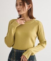 ラメライン入りリブニットプルオーバー