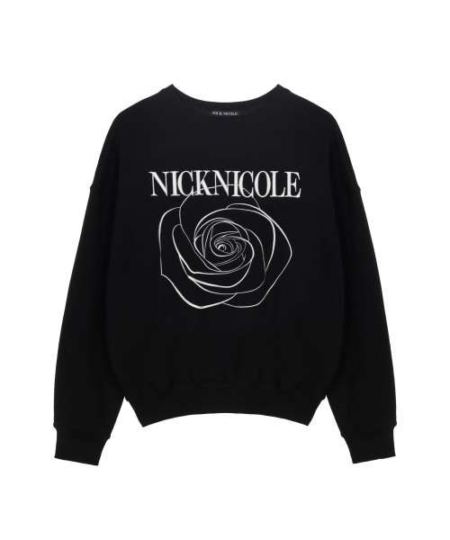NICK&NICOLE(ニックアンドニコール)の「VOLUME NICOLE ROSE SWEATSHIRT_BLACK WHITE(スウェット・レディース・その他・FREE)」の4枚目の写真
